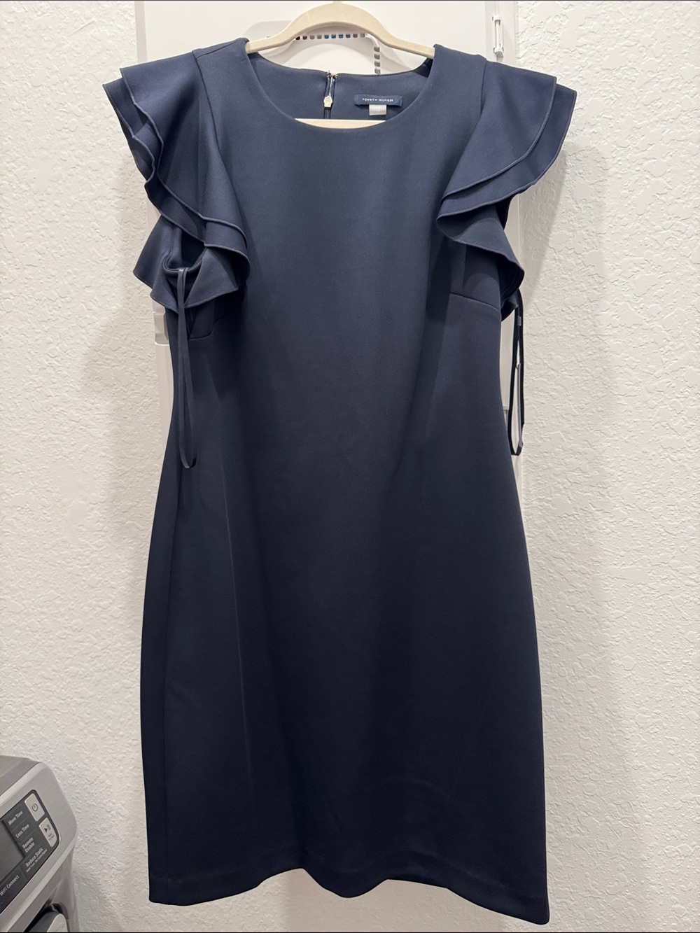 Tommy Hilfiger Navy Ruffle Sleeve Midi Dress